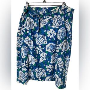 Vintage Cotton Seaside Theme Skirt with Matching Belt USA Sz M